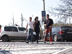 Pretty couple persuades young straight guy to his first hot threesome one - big cumshot!