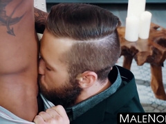 MaleNoir.com - Tattooed black stud Marquee D'Angelo fucks his white boyfriend rough