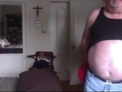 Amateur dad bear undresses and masturbates for his son's pleasure