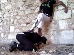 Slut submissed to feet and foot of straiht guy outdoor