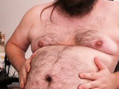 Fat hairy gainer talks about his gaining fantasy with you and cums