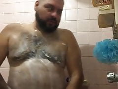 Bear jerking off in the shower