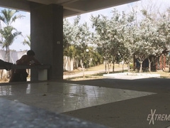 Lads fuckfest near football sphere buddies have fun