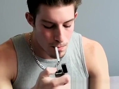 Thug jock Mike Roberts smoking and solo masturbation cumshot