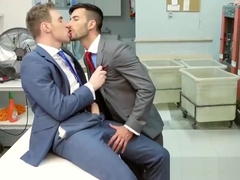 Intern plays with suit of his boss and gets caught doing it