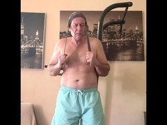 Solo gym workout and getting off with a big cock