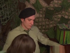 Military interview turns into hardcore bareback anal action