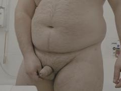 Bear jerk, fat bear jerking off, mutual masturbation cumshot