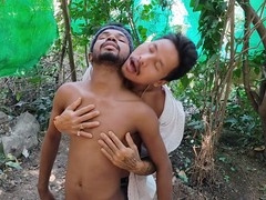 Three college dudes have a wild fuckfest in the woods by the house