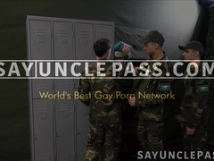 Horny cadets Felix Harris and Jake Lotti get punished in raw orgy
