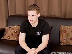 Handsome young Brit Ryan Days shows off his jerk off skills