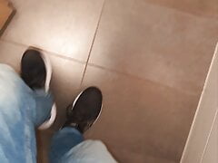 Master Ramon pisses restaurant toilet full, lick it on slave!