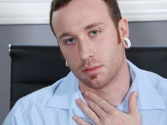 Inked dude named Ray jacking off furiously right here