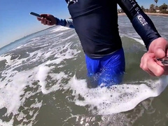 Studs and gals on the beach get nasty observing my knob in raw latex