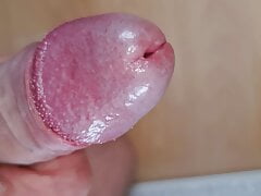 Crowned Glans with uncut Foreskin Cumshot close-up