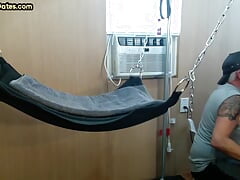Mature gay amateur assfucked in sling after long BJ