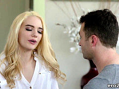 Deceitful ash-blonde beauty caught cheating on her girlfriend