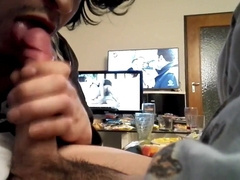 Twinks friend blowjob before sleeping with cumshot drinking 4