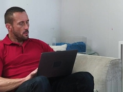 Horny twink teases his old stepdaddy with his bare body