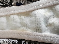 French lover cum on my wife white dirty panty