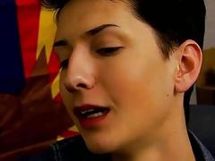 Feminine boy distracts an investigator with sex