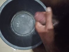Jim masturbates and will cum without hands in a bucket