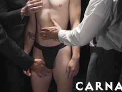 Dom Lance Charger breeds adorable slave in front of Daddy group