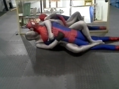 zentai croc humps his spiderman dummy
