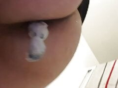 horny at work. various objects anal stretching