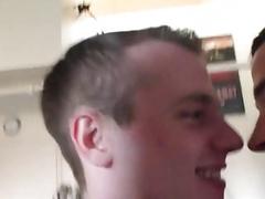 Daddy bangs his boy during a hailstorm