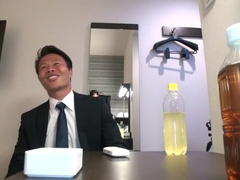 Elite office worker ejaculates by being erotic by men