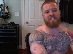 Ginger tattooed Muscle Cub cums