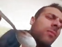 Serbian guy eating ice cream