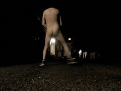 full nude walking and wanking on the streets at night