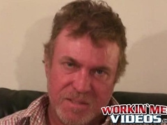 Hairy old amateur jerks off and shoots a load on his belly