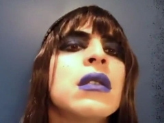 Gothic Punk Crossdresser rails her phat faux-cock