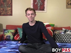 Tiny twink talking before pleasing his butt hole and jerking