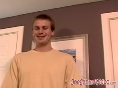 Blond amateur eagerly jacks off his solid cock and cums