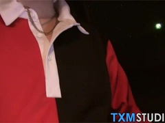 Watch this guy stroke his massive meat for the camera and spit his load