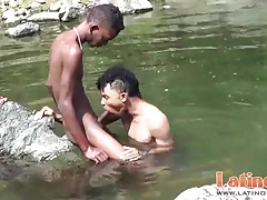 Heated Latinos get wet and go gay under the sun