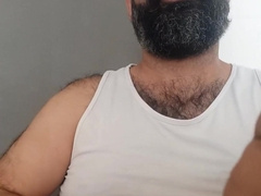 Dad draining off in white vest