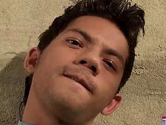 Asian twink uses a big toy to help his prick shoot jizz