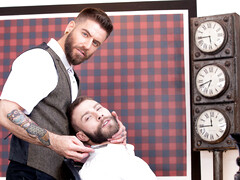 Bareback sex on the leather couch makes hot males feel amazing