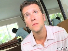 Watch as a hot dude gets his monster cock stuffed with hot loads