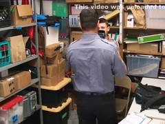 Twink shoplifter boy barebacked by security guard for stealing
