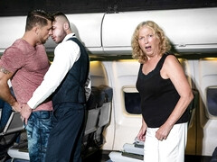 Gay hunks fuck in mid flight in front of other pessengers