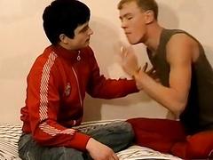 Gay young men smoke while playing cards and fuck hardcore