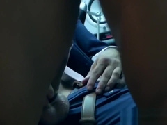 Elegant hunk wears slick blue suit while ramming hot stud