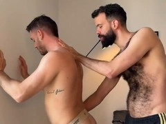 Unshaved guy goes to town on an adorable bottom in a wild three-way