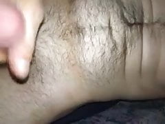Stocking my manly cock
